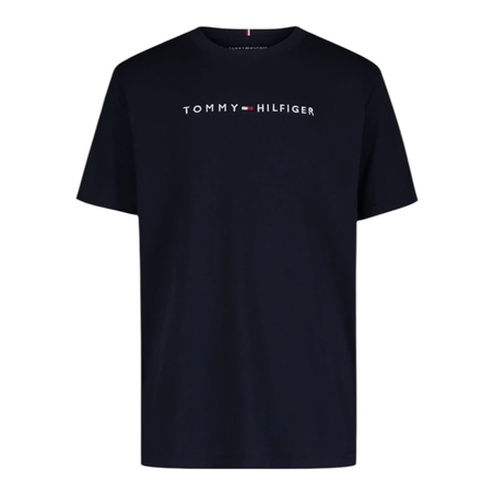 חולצת Tommy Hilfiger קלאסית כחול כהה כיתוב לוגו בחזה