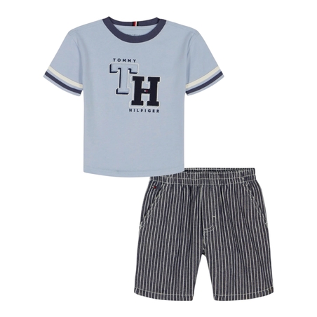 חליפת מכנס TOMMY HILFIGER תכלת מכנס פסים