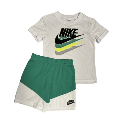חליפת מכנס NIKE לבן מכנס ירוק לוגו 4 וי