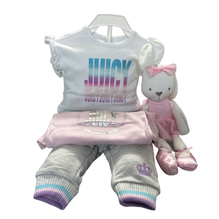 מארז יולדת JUICY COUTURE לבת ורוד בייבי לבן 4 פריטים