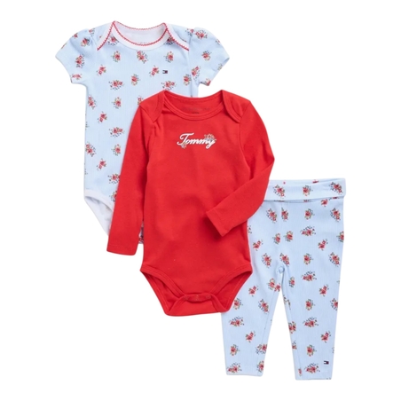 חליפת מכנס TOMMY HILFIGER 3 חלקים אדום לבן פרחוני