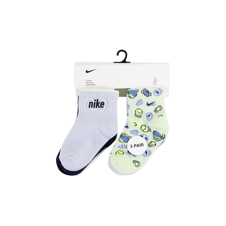 מארז 6 זוגות גרביים Nike סמיילי תכלת כחול לבן שמנת מידה 12-24 חודשים