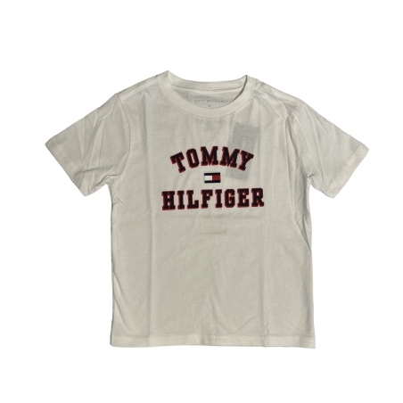 חולצת Tommy hilfiger לבנה כיתוב באדום במרכז