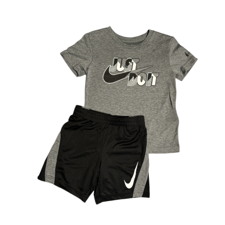 חליפת מכנס nike דרייפיט אפור שחור כיתוב just do it מנוקד