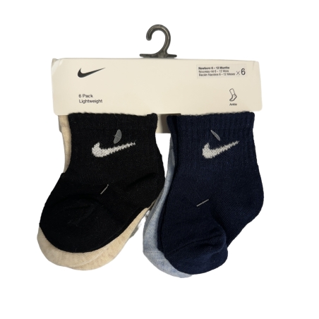 מארז 6 זוגות גרביים nike כחול שחור אפור תכלת מידה 6-12 חודשים