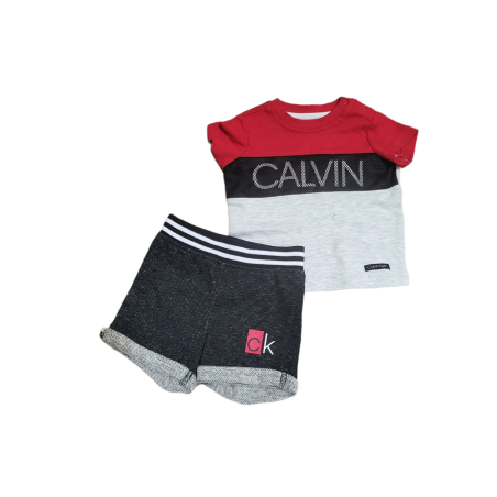חליפת מכנס Calvin klein בייבי רשת אפור אדום שחור