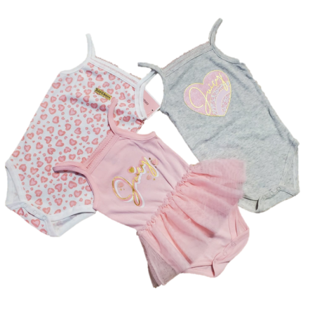 מארז בגדי גוף שלישייה JUICY COUTURE גופייה ורוד טוטו