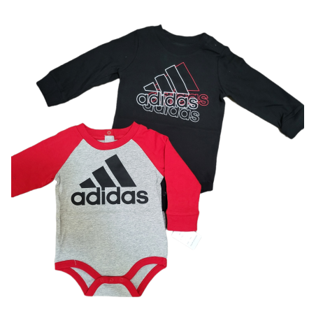 מארז זוג בגדי גוף adidas שחור אפור שרוול ארוך
