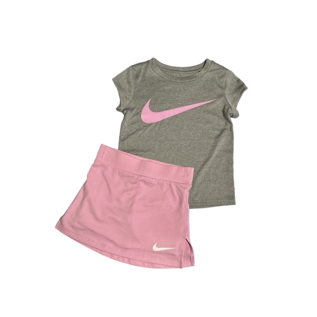 סט חליפת חצאית NIKE דרייפיט אפור ורוד טייץ מחובר