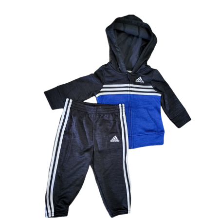חליפת מכנס adidas בייבי קפוצ'ון כחול ים שחור פסים בלבן בחזה