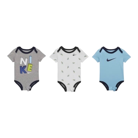 מארז 3 בגדי גוף קצר תכלת לבן אפור