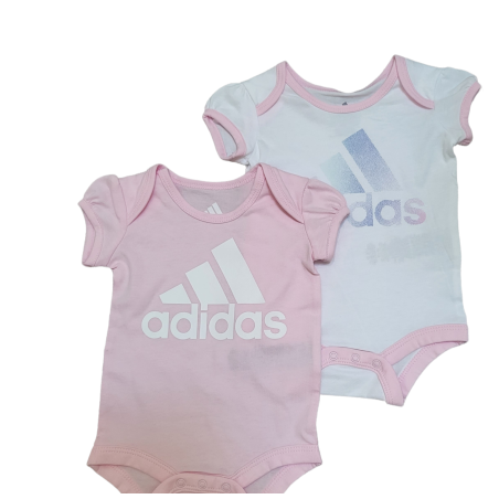 מארז זוג בגדי גוף adidas ורוד לבן