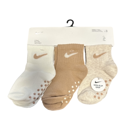 מארז 3 זוגות גרביים NIKE קרם חום לבן מידה 2-4 שנים