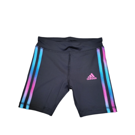 מכנס adidas קצר שחור פסים ורוד תכלת בצדדים