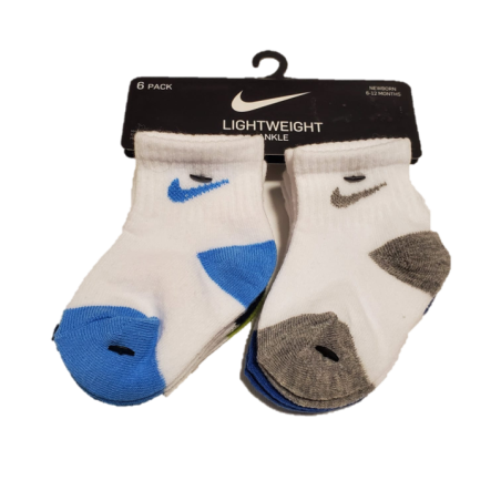 מארז 6 זוגות גרביים nike לבן וי בצבעוני מידה 12-24 חודשים