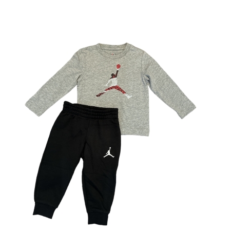חליפת מכנס Jordan מעבר אפור שחור לוגו jumpman במרכז