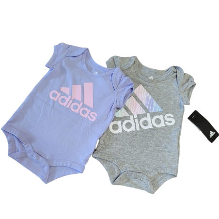 מארז זוג בגדי גוף adidas סגול בהיר אפור