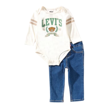 חליפת מכנס LEVI'S בגד גוף לבן ארוך מכנס ג'ינס