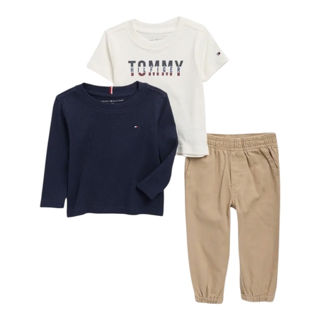 חליפת מכנס 3 חלקים TOMMY HILFIGER  כחול בז' לבן