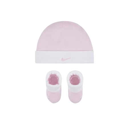מארז כובע ונעליים NIKE ורוד בייבי לבן וי במרכז בלבן מידה 0-6 חודשים