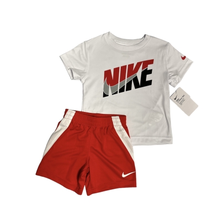 חליפת מכנס nike דרייפיט לבן כיתוב NIKE מכנס אדום