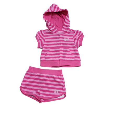 חליפת מכנס juicy couture קפוצ'ון רוכסן מגבת ורוד פסים