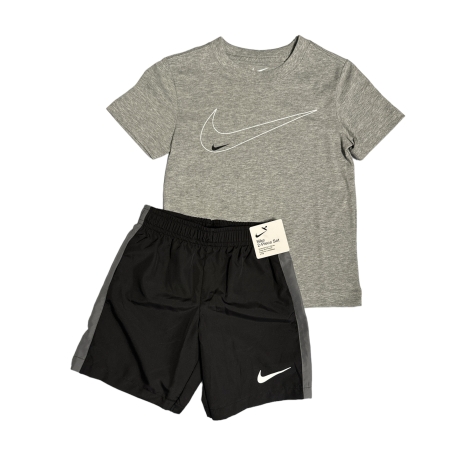 חליפת מכנס NIKE אפור וי בלבן במרכז מכנס שחור