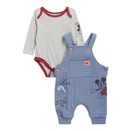 אוברול מיקי מאוס כחול גינס ובגד גוף אפור ארוך