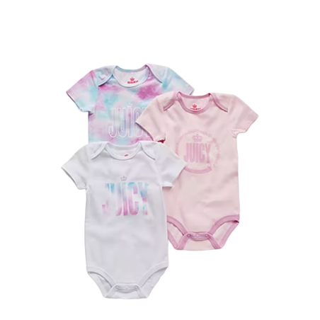 מארז 3 בגדי גוף juicy couture ורוד בייבי לבן עננים