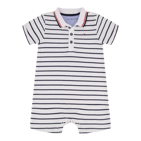 אוברול TOMMY HILFIGER פולו פסים כחול לבן לוגו בחזה