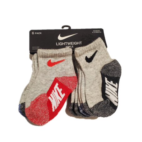 מארז 6 זוגות גרביים nike אפור בקרסוליים NIKE מידה 6-12 חודשים