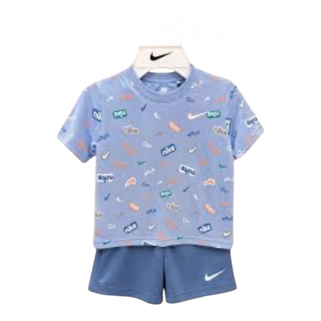 חליפת מכנס NIKE תכלת לוגו צבעוני
