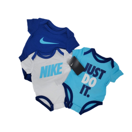 מארז 3 בגדי גוף NIKE שרוול קצר כחול תכלת לבן כיתוב JUST DO IT