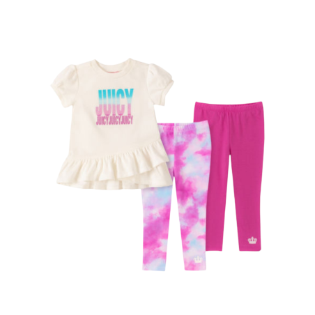 סט 3 חלקים juicy couture ורוד, שמנת, ורוד בייבי עננים