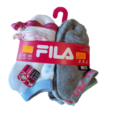 מארז 10 זוגות גרביים FILA לבן אפור טורקיז מידה 4-5 שנים 