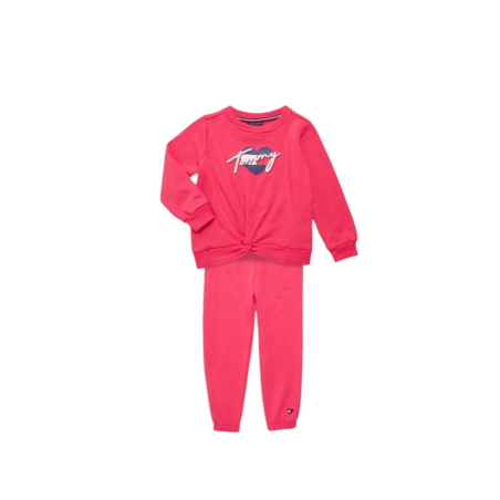 חליפת מכנס tommy hilfiger ורוד פוקסייה גרפיקת לב במרכז