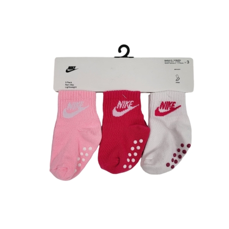 מארז 3 זוגות גרביים NIKE לבן ורוד פוקסיה ורוד בייבי מידה 6-12 חודשים