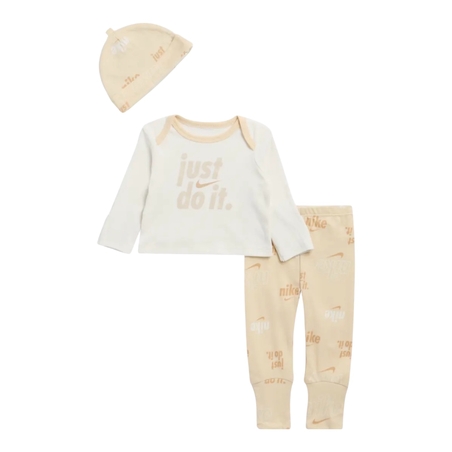 חליפת מכנס NIKE שמנת חום בהיר JUST DO IT וכובע תואם