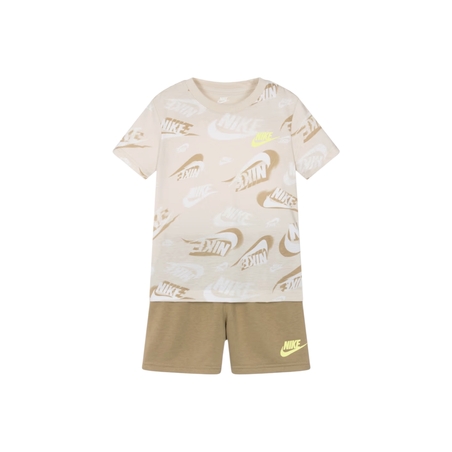 חליפת מכנס NIKE חום קרם לוגו בצהוב