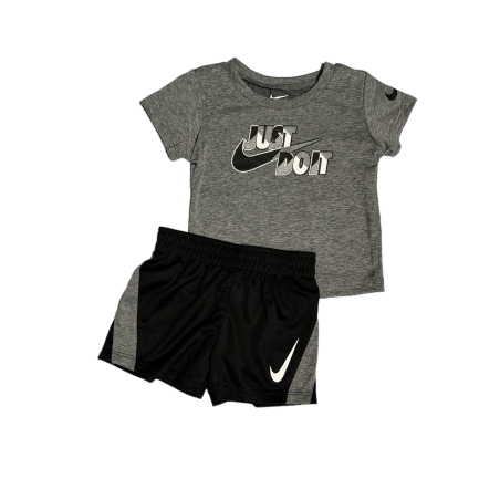 חליפת מכנס nike בייבי דרייפיט אפור שחור כיתוב just do it מנוקד