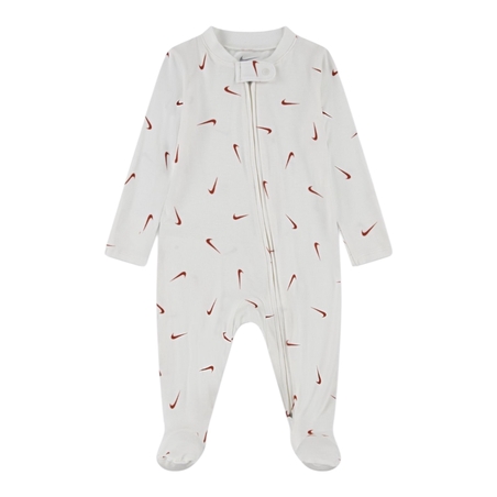 אוברול NIKE קליל ודק מבד ויסקוזה לבן הדפסי וי לאורכו באדום NB