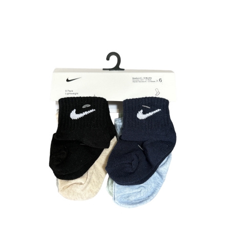 מארז 6 זוגות גרביים nike שחור כחול וי מידה 6-12 חודשים