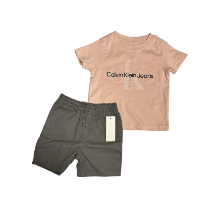 חליפת מכנס Calvin klein בייבי ורוד עתיק אפור עכבר