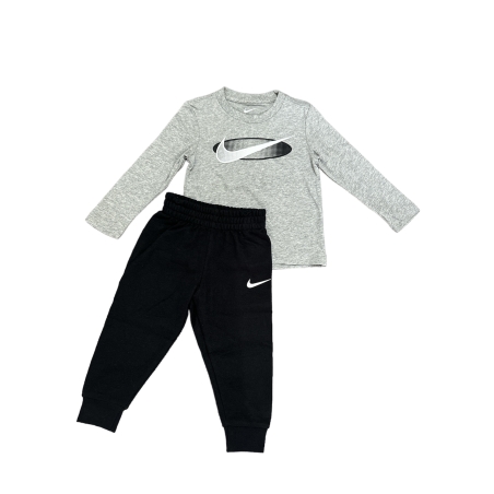חליפת מכנס Nike אפור שחור מעבר וי לבן במרכז
