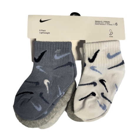 מארז 6 זוגות גרביים nike תכלת לבן נייק בקטן מידה 6-12 חודשים