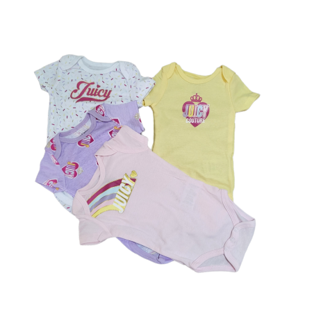 מארז רביעיית בגדי גוף Juicy couture שרוול קצר ורוד צהוב סגול לבן