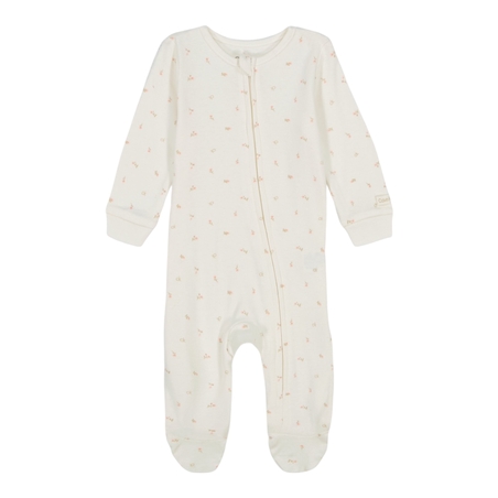 אוברול Calvin Klein שמנת הדפסי לוגו ופרחים לאורכו