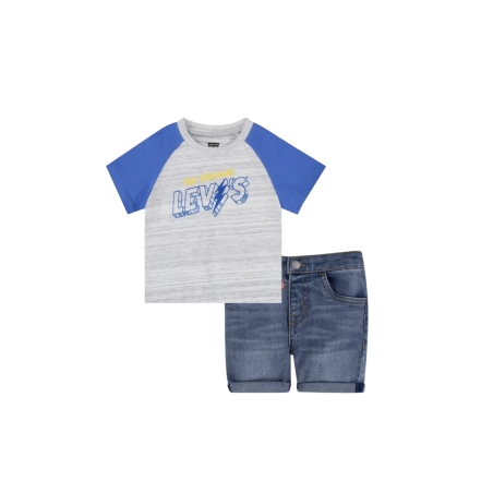 חליפת מכנס Levi’s ג׳ינס חולצה אפורה קצר