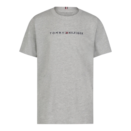 חולצת Tommy Hilfiger קלאסית אפורה כיתוב לוגו בחזה