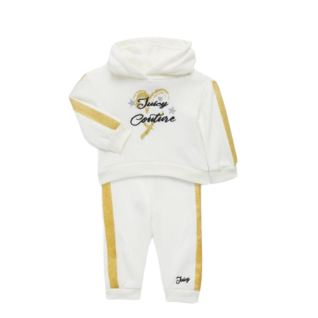 חליפת מכנס juicy couture קפוצ'ון לבן פסים בזהב